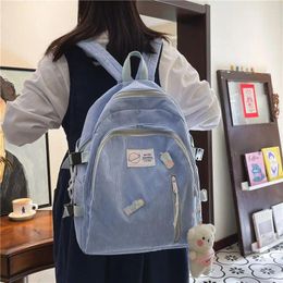 Backpack Fashion Women Male Laptop Bags Mochila For Teenager Girls Backpacks Simple Corduroy College Schoolbag Travel Rucksack