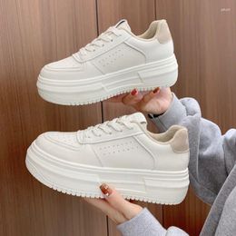 Casual Shoes Women High Platform Sneakers White Leather Trainers Autumn Winter Women's Tennis Lace-Up Femme Zapatillas Mujer