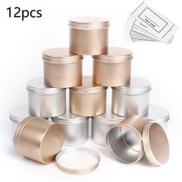 12pcs 100ml Round Empty Aluminium Tin Jar Tea Package Box Can Sundry Ktichen Storage Pot Gold Silver Black Metal Containers1395360