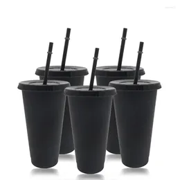 Mugs 5Pcs 700ml Transparent Water Cup Food Grade Jug Anti-deform Coffee PP Straw With Lid For Home