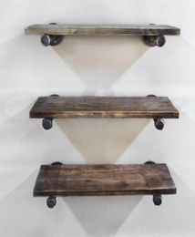 1x Industrial Pipe Shelf Bracket Wall Mount Floating Shelves Storage Holder DIY Hooks Rails4794729