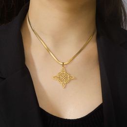 Vintage Witch Celtic Knoten für Frauen Edelstahl Hexerei Schlangenkette Halskette Glücksamulett Schmuck Geschenke