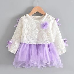 Clothing Sets Baby Girls Dress Suits Princess Infant Party Dresses For 0-18Months Long Sleeve Bowknot Smock Jacket