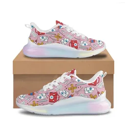 Casual Shoes Pink Equipment Printing Female Air Cushion High Quality White Women's Sneakers Cushioning Non Slip Thick