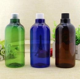 2 10pcs 500ml green blue amber round PET water bottle with white black clear screw lid Cosmetic 500cc DIY Big Package Container2622498693