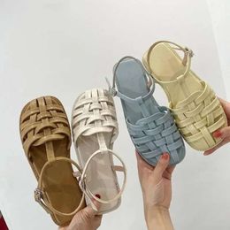 Large Size Sandals Women's Shoes Roman Summer Fashionable Outerwear Students Flats 41 Closed Toe Hollow Hole 42Sandals 8663 42