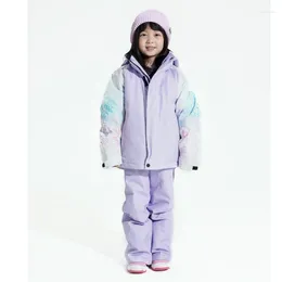 Skiing Jackets Hooded Raincoat Ski Suit Girls Warm Waterproof Outdoor Sports Snow Coats Children Snowboarding