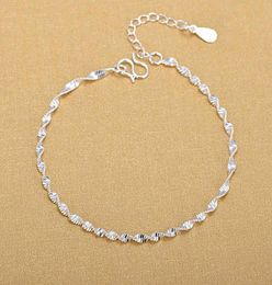 925 Sterling Silver Fashion Simple Elegant ed Chain Bracelets Jewellery For Woman Wave Anklet Gifts 2105071856705