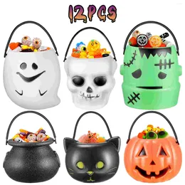 Plates Portable Pumpkin Bucket Party Favors Halloween Supplies Candy Holder Pearlescent Pots White Outfits