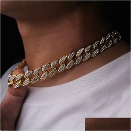 Pendant Necklaces Mens Iced Out Chain Rose Gold Sier Miami Cuban Link Chains Necklace Hip Hop Jewellery Drop Delivery Pendants Otcxr