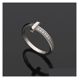 Band Rings Designer X-Shaped Titanium Steel Sier Love Ring Cross Between Diamonds Men And Women Rose Gold Jewelry Couple Gift With Box Dhpsu