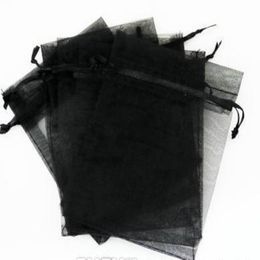 Hot Sell 100pcs lot 7x9cm 9x12cm Black Organza Jewellery Gift Pouch drawstring Bags For Wedding Favours beads Jewellery 232G