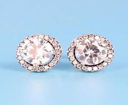 NEW Classic design Round CZ Diamond Stud EARRING set Original box for 925 Sterling Silver Earrings Fashion accessories4909736