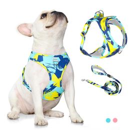 Dog Cat Harness Adjustable Vest Walking Lead Leash For Puppy Dogs Collar Polyester Mesh Harness For Small Medium Dog Cat Pet 240517