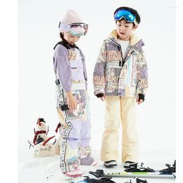 Skiing Jackets Waterproof Ski Suit Kids Winter Outdoor Snowsuits Overalls Suits Coats Jumpsuits Boys Girls Sports Snow