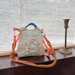 Shopping Bags Japanese BallChain Same Style Eco-friendly Embroidered Bag Nylon Floral Hand-held Niche Fashion Mini