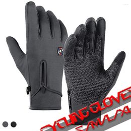 Cycling Gloves Winter Warm Fingertip Touch Screen Non-Slip Shockproof Anti-Wind Full Palm Silicone Outdoor Sports Fishing
