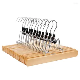 Jewellery Pouches 1 Set Of 10 Trouser Clamp Hanger Solid Wood Anti-Slip Felt Hook Pant Skirt Hangers