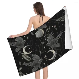 Towel Crow Moon Beach Bath Microfiber Halloween Spooky Witch Travelling Swimming Camping Towels