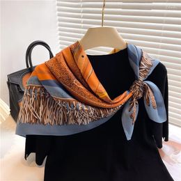 Scarves 90X90cm Women Print Hair Neck Square Silk Office Shawl Bandanna Handkerchief Headcloth Foulard Female Wrap Neckerchief