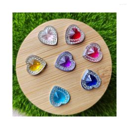 Decorative Flowers 14MM Heart Shape Resin Rhinestones Sew On Crystal Buckle For Clothes Bowknot Valentines Day Nail Charms Studs 500pcs