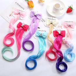 Colourful Wig Hair Pin Children Bows Headbands Princess Hair Bands Ties Girls Multicolour Wig Girls hairclip