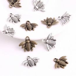 Hot Alloy 150pcs Vintage Style Bronze Silver Zinc Alloy Honey bee Charms Necklace Pendant For Jewellery Making 21x16mm 230k