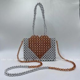 Evening Bags Summer Acrylic Beads Small Clear For Women Love Beaded Bag Chain Shiny Woven Women's Purses Handbags Jelly