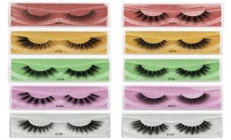 False eyelashes Fibre imitation mink hair Lashes 1 pair natural 3D curling single pairPacking burgundy yellow green purple si4823705