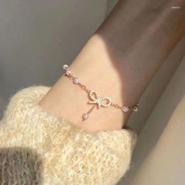 Charm Bracelets Fashion Temperament Crystal Bow Pendent Bracelet Bangle For Women Trendy Jewelry Gifts Party