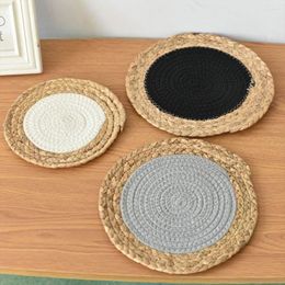 Table Mats Round Mat Pad Straw Woven Insulation Placemat Handcrafted Rattan Nordic Style Kitchen Desk Decoration