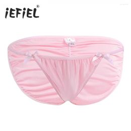 Underpants IEFiEL Pink Sexy Panties For Men Lingerie Bowknots Bikini Briefs Slip Hommes Mens Underwear Jockstraps