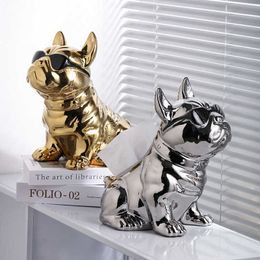 Decorative Figurines Luxury living room decoration home accessories coffee table TV cabinet creative and cute dog fighting tissue box style H240518