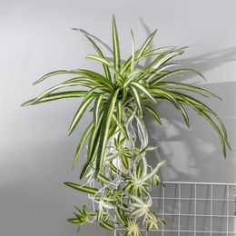 Decorative Flowers Artificial Plastic Plants Green Wall Hanging Chlorophytum Fake Silk Orchid Leaves Grass Home Garden Table Wedding