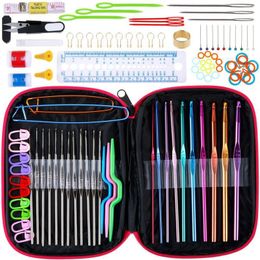 100Pcs DIY 22 Sizes Crochet Hooks Needles Stitches Knitting Craft Case Crochet agulha set Weaving Tools Sewing Tools