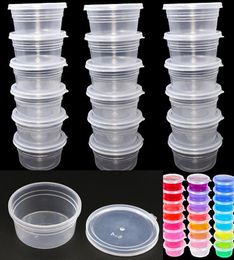DHL White Round Slime Foam Mud Storage Containers With Lid 20g Beads Slim Clay And Colourful Storage Organiser Plastic Packing2694099