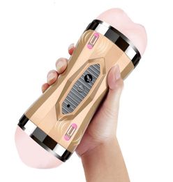 gelugee Male Masturbator Vibrator Real Vagina for Men Silicone ToyDeep Throat Pussy Mouth Double Sex Toys for Adult Suck Man Y1915064018