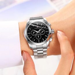 Wristwatches Forsining Business Style Automatic Watch Men Mechanical Wristwatch With Calendar Dial Stainless Steel Luminou Pointers Free