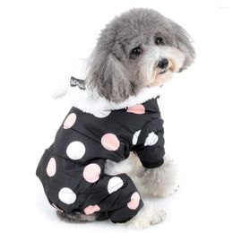 Dog Apparel Waterproof Snowsuit For Small Dogs Winter Pet Clothes Puppy Hoodie With Ears Polka Dot Overall Jumpsuit Windproof Cat Parkas