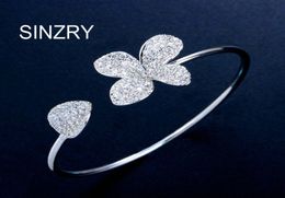 SINZRY cubic zircon cuff bangles elegant CZ bright flower bangle for women costume Jewellery accessory4291015