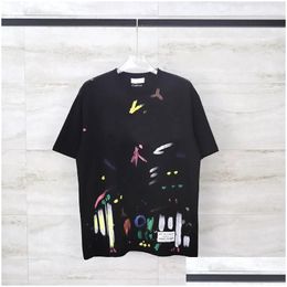 Mens Plus Tees Polos 23Ss Spring Summer Splash Ink Hand Painted Tee Golden Print T Shirt Collaborate Skateboard Women Street Casual Ts Otpmg