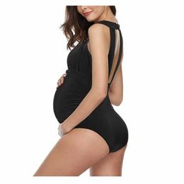 Maternity Swimwears Pregnant womens swimsuit integrated swimsuit beach suit solid summer swimsuit womens maternity swimsuit Ropa De Materidad H240518 NFQV