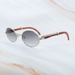 Classic Carter Sunglasses Men Wood Glasses Frame Shades Brand Sunglasses Oval Luxury Designer Glasses Round Wooden Shades Eyewear 245a