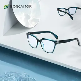 Sunglasses Fashion Anti-Blue Light Reading Glasses For Men And Women Square Transparent Lenses Ultralight Prescription 0 To 4.0