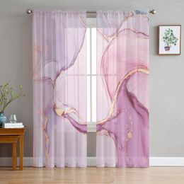Curtain Marble Gradient Pink Sheer Curtains For Living Room Decoration Window Kitchen Tulle Voile Organza