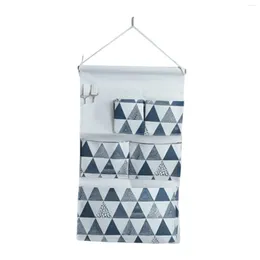 Storage Bags Hanging Bag Linen Fabric Organiser Multifunctional 5 Pockets Finishing Pouch For Wall Door