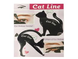 Cute Cat Eyeliner Stencil kit for eyebrows guide template Maquiagem eye shadow frames card makeup tools 2pcsset3415787