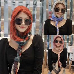 Bandanas Durag New Womens Woven Design Scarf Fashion Cotton Linen Sunscreen Shl and Wrs Head C Headband Multi purpose Neck Cap Bandage J240516