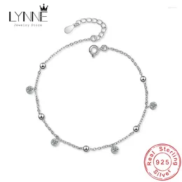 Anklets Fashion Bohemia Shiny Round Zircon Pendant Women Jewelry 925 Sterling Silver Sexy Beach Circle Rhinestone Foot Chain