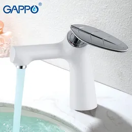 Bathroom Sink Faucets GAPPO White Brass Basin Faucet Deck Mounted Tap Single Handle Dual Control Cold And Water Mixer Y11806